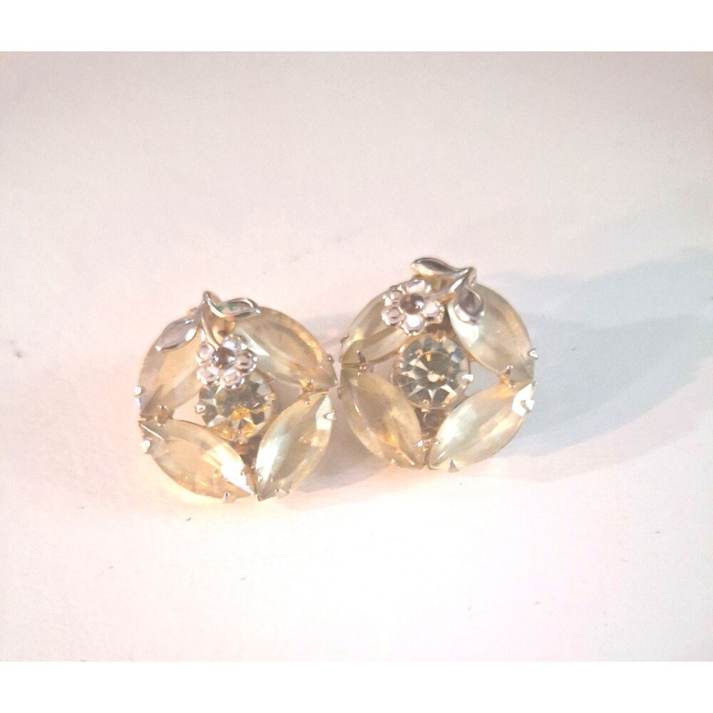 Weiss Aurora Bealis Vintage Clip-On Earrings - Signed - Picture 3 of 5